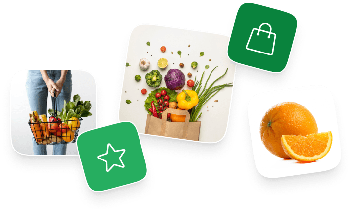 Fresh groceries and produce basket