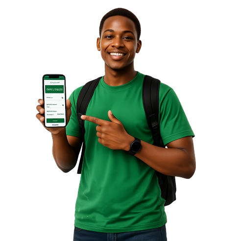 Smiling agent presenting a phone
